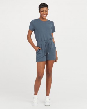 Spanx AirEssentials Korta Sleeve Romper Jumpsuit Blå | 503816DVB