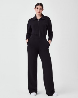 Spanx AirEssentials Long Sleeve Breda Leg Jumpsuit Svarta | 904735XTR