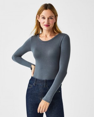 Spanx Better Base Long Sleeve Crew Blast Grå | 102975KMB
