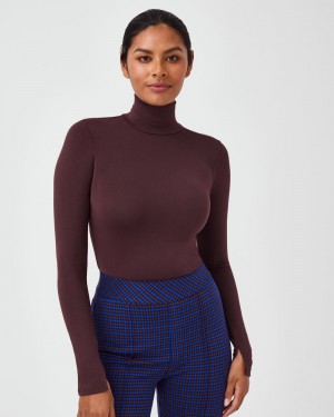 Spanx Better Base Long Sleeve Turtleneck Blast Rosa Choklad | 308592MPX