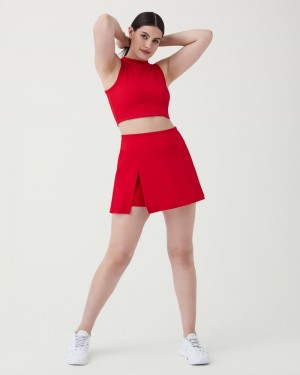 Spanx Contour Rib Front Slit Skort, 14" Skorts Röda | 096378NFO