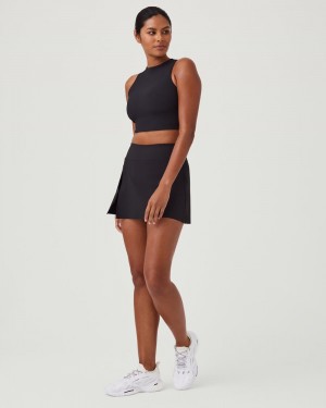 Spanx Contour Rib Front Slit Skort, 14" Skorts Svarta | 286341RSA