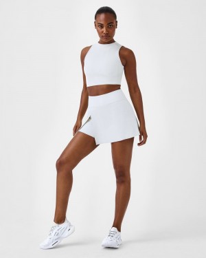 Spanx Contour Rib Front Slit Skort, 14" Skorts Ljusgrå | 614870AOX