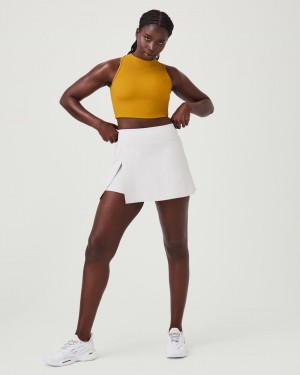 Spanx Contour Rib Mock Neck Crop Blast Orange Senapsgult | 238950BFC