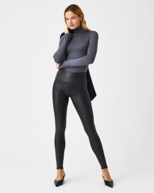 Spanx Faux Läder Leggings Svarta | 673890GMO