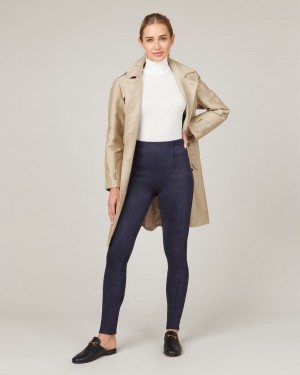 Spanx Faux Mocka Leggings Marinblå | 723145WHL