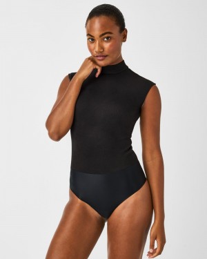 Spanx Faux Mocka Mock Neck Body Svarta | 578190LUR