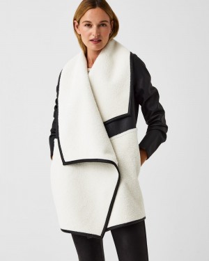 Spanx Fleece & Faux Läder Long Wrap Jackor Svarta Vita | 541239APV