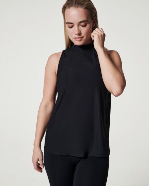 Spanx Go Lightly Räfflad Mock Neck Linne Svarta | 195483KGU