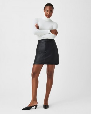 Spanx Läder-Like Mini Skirt, 16.5" Kjolar Svarta | 680547MUN