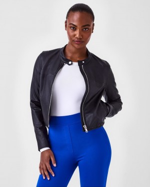 Spanx Läder-Like Moto Jackor Svarta | 702834VND