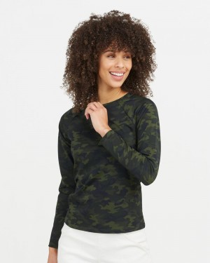 Spanx Long Sleeve Swim Shirt Badkläder Gröna Camo | 874251ZSK