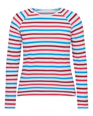 Spanx Long Sleeve Swim Shirt Badkläder Stripes | 412380OZF