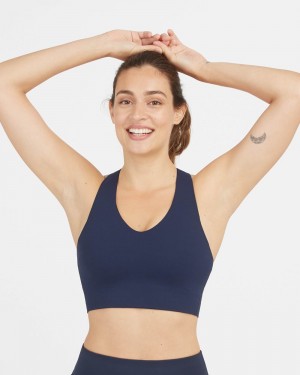 Spanx Longline Medium Impact Sport BH Marinblå | 591824FJD
