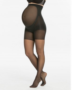 Spanx Mama Mid-Thigh Shaping Sheers Strumpbyxor Svarta | 307165VZY