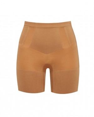 Spanx OnCore Mid-Thigh Shorts Beige | 019875BVW