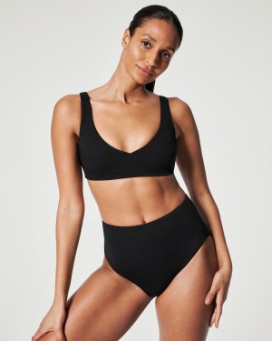 Spanx Pique Plunge Bikini Top Badkläder Svarta | 270819XEQ