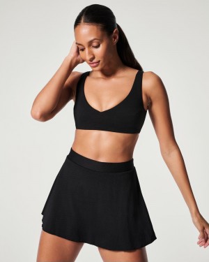 Spanx Pique Shaping High Rise Swim Skort Badkläder Svarta | 639124NZI