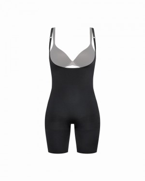 Spanx Power Open-Bust Mid-Thigh Body Svarta | 153407QDL