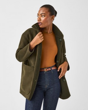 Spanx Reversible Mocka Sherpa Jackor Gröna | 256978TJS