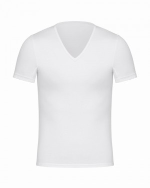 Spanx Sculpt Bomull V-Neck T-shirt Vita | 219573XHS