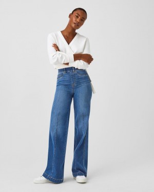 Spanx Seamed Front Breda Leg Jeans Indigo | 905647PXW