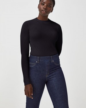 Spanx Seamless Swirl Long Sleeve Shirt Blast Svarta | 082697NEU