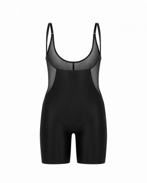 Spanx Shaping Satin Mesh Open-Bust Mid-Thigh Body Svarta | 672408TRL