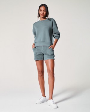 Spanx Stretch Twill, 4" Shorts Blå Grå | 623491JUM