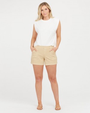 Spanx Stretch Twill, 4" Shorts Khaki | 401526OLD