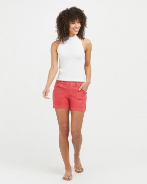 Spanx Stretch Twill, 4" Shorts Röda | 957241FES