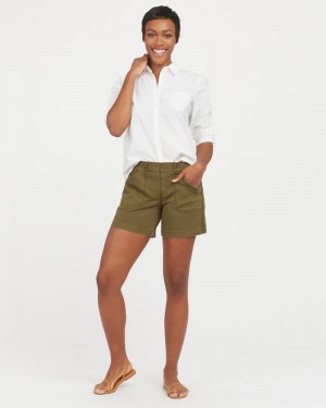 Spanx Stretch Twill, 6" Shorts Olivgröna | 483517WTA