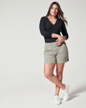 Spanx Stretch Twill, 6" Shorts Olivgröna | 849163QHN