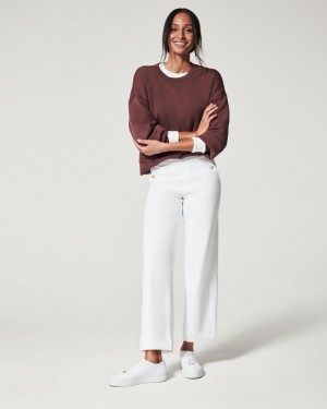 Spanx Stretch Twill Cropped Breda Leg Byxor Vita | 754192LTV
