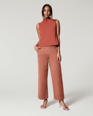 Spanx Stretch Twill Cropped Breda Leg Byxor Bruna | 410938RBQ