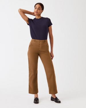 Spanx Stretch Twill Cropped Breda Leg Byxor Bruna | 965847OVS