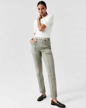 Spanx Stretch Twill Hetero Leg Byxor Olivgröna | 236519DHM