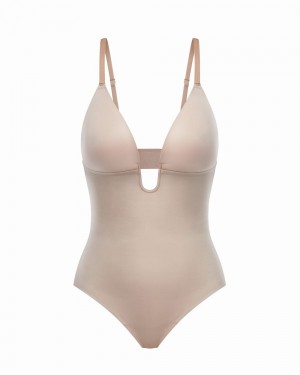 Spanx Suit Your Fancy Plunge Low-Back String Body Beige | 637985IHG