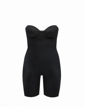 Spanx Suit Your Fancy Strapless Cupped Mid-Thigh Body Svarta | 814672XMV