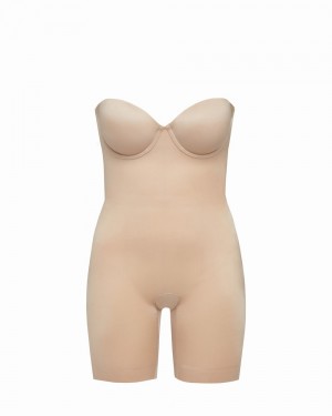 Spanx Suit Your Fancy Strapless Cupped Mid-Thigh Body Beige | 625093JAM