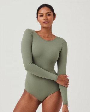 Spanx Suit Yourself Long Sleeve Scoop Neck Body Olivgröna | 543261UPG