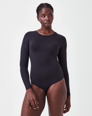 Spanx Suit Yourself Long Sleeve Scoop Neck Body Svarta | 410375ZVS