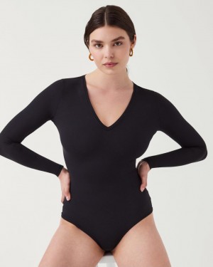Spanx Suit Yourself Long Sleeve String Body Svarta | 915263EDN