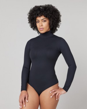 Spanx Suit Yourself Long Sleeve Turtleneck String Body Svarta | 021568IFX