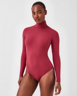 Spanx Suit Yourself Räfflad Long Sleeve Turtleneck Body Rosa | 321859ZUL