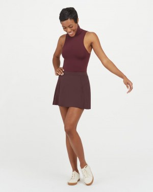 Spanx The Get Moving Plisserad, 14" Skorts Vinröda | 815743RIY