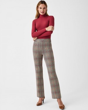 Spanx The Perfect Pant, Kick Flare in Orange Pop Plaid Jacquard Byxor Orange | 280513KDT