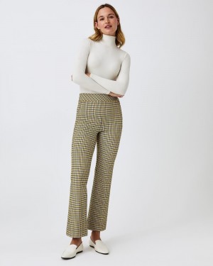 Spanx The Perfect Pant, Kick Flare in Orange Pop Plaid Jacquard Byxor Dijon Houndstooth | 961027OLS