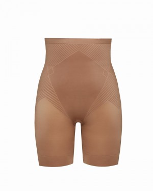 Spanx Thinstincts® 2.0 High-Waisted Mid-Thigh Shorts Cafe Au Lait | 926518WGH