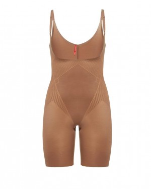 Spanx Thinstincts® 2.0 Open-Bust Mid-Thigh Body Cafe Au Lait | 719534AJV